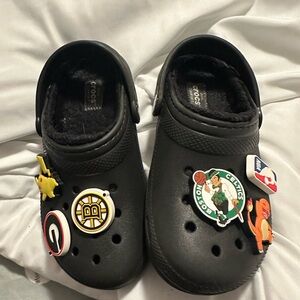 CROCS Black Clogs with Sports Charms